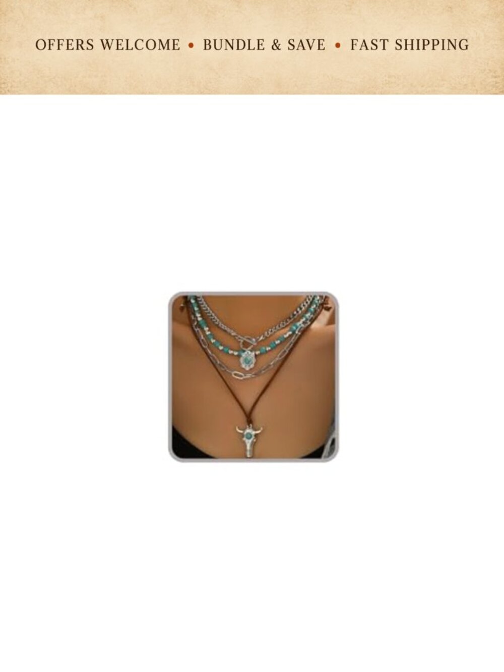 Western Turquoise Beaded Necklace Set with Extension Chain